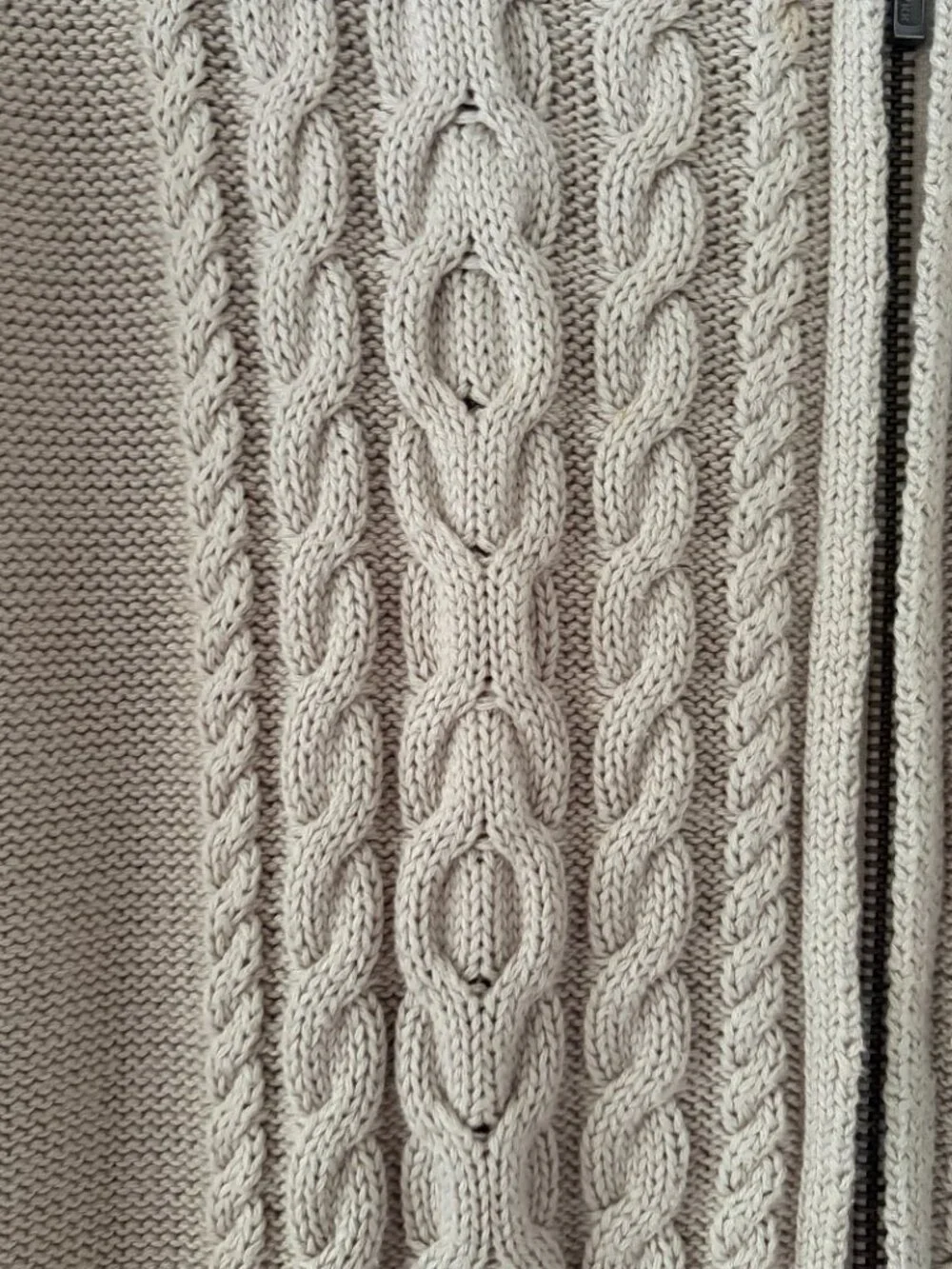 L.L.Bean cotton cable knit sweater mock neck full-length zipper  Size Medium - Picture 4 of 8
